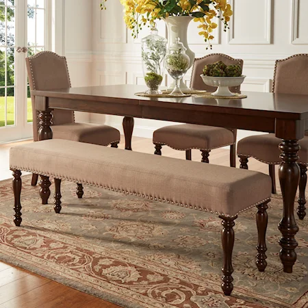 Traditional Dining Bench with Nailhead Trim